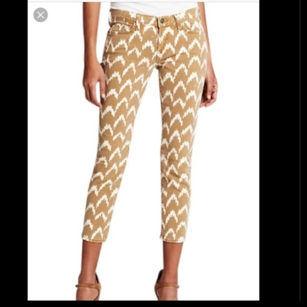 7 For All Mankind Toffee Ikat Cropped Skinny Jeans NWT